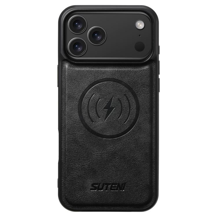 For iPhone 17 Pro Max Suteni G5 Cowhide Leather MagSafe Magnetic Phone Case(Black) by Suteni
