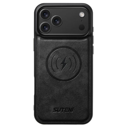 For iPhone 17 Pro Max Suteni G5 Cowhide Leather MagSafe Magnetic Phone Case(Black) by Suteni