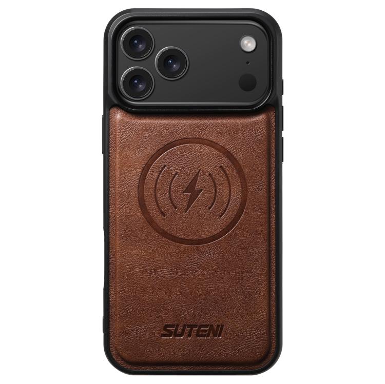For iPhone 17 Pro Max Suteni G5 Cowhide Leather MagSafe Magnetic Phone Case(Brown) by Suteni