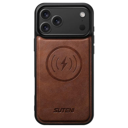 For iPhone 17 Pro Max Suteni G5 Cowhide Leather MagSafe Magnetic Phone Case(Brown) by Suteni