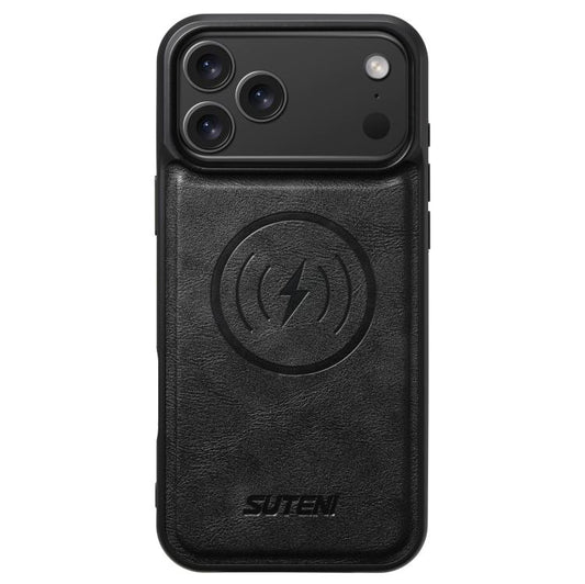 For iPhone 17 Pro Suteni G5 Cowhide Leather MagSafe Magnetic Phone Case(Black) by Suteni