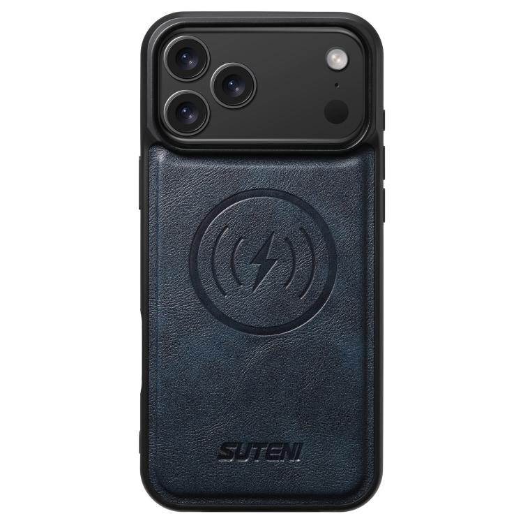 For iPhone 17 Pro Suteni G5 Cowhide Leather MagSafe Magnetic Phone Case(Blue) by Suteni