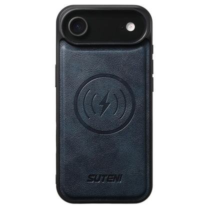 For iPhone Air Suteni G5 Cowhide Leather MagSafe Magnetic Phone Case(Blue) by Suteni