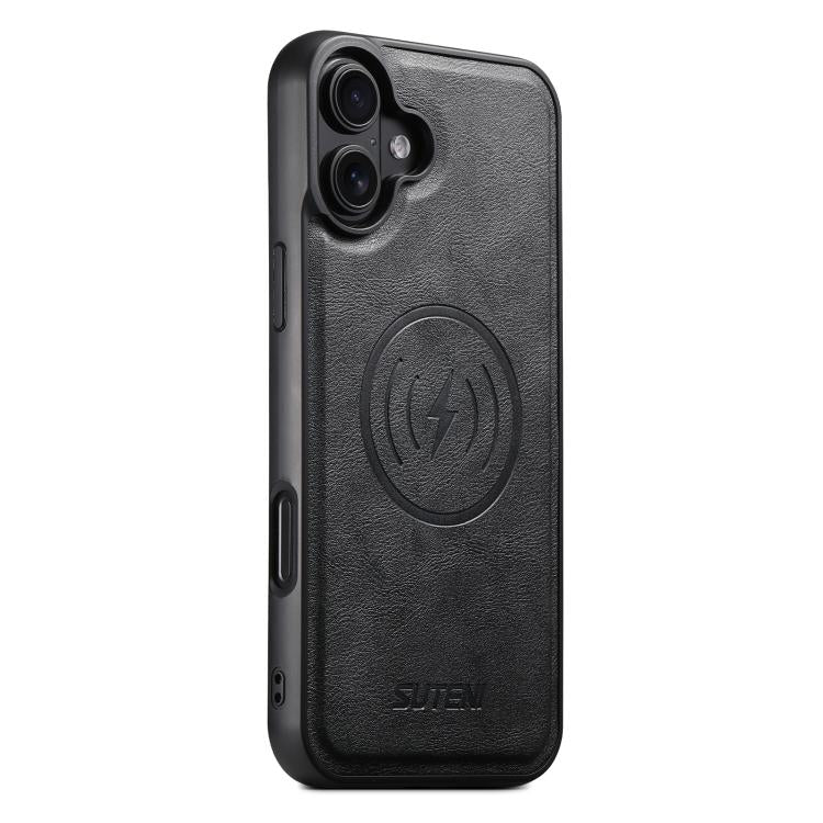 For iPhone 17 Suteni G5 Cowhide Leather MagSafe Magnetic Phone Case(Black) by Suteni
