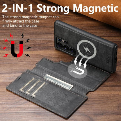 For Samsung Galaxy S25 Ultra 5G Suteni Q05 2-in-1 Multi-function Detachable Wallet MagSafe Phone Case(Black) by Suteni
