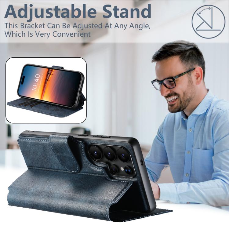 For Samsung Galaxy S24 Ultra 5G Suteni Q05 2-in-1 Multi-function Detachable Wallet MagSafe Phone Case(Blue) by Suteni