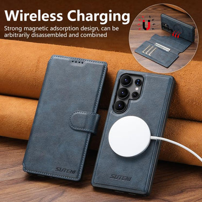 For Samsung Galaxy S24 Ultra 5G Suteni Q05 2-in-1 Multi-function Detachable Wallet MagSafe Phone Case(Blue) by Suteni