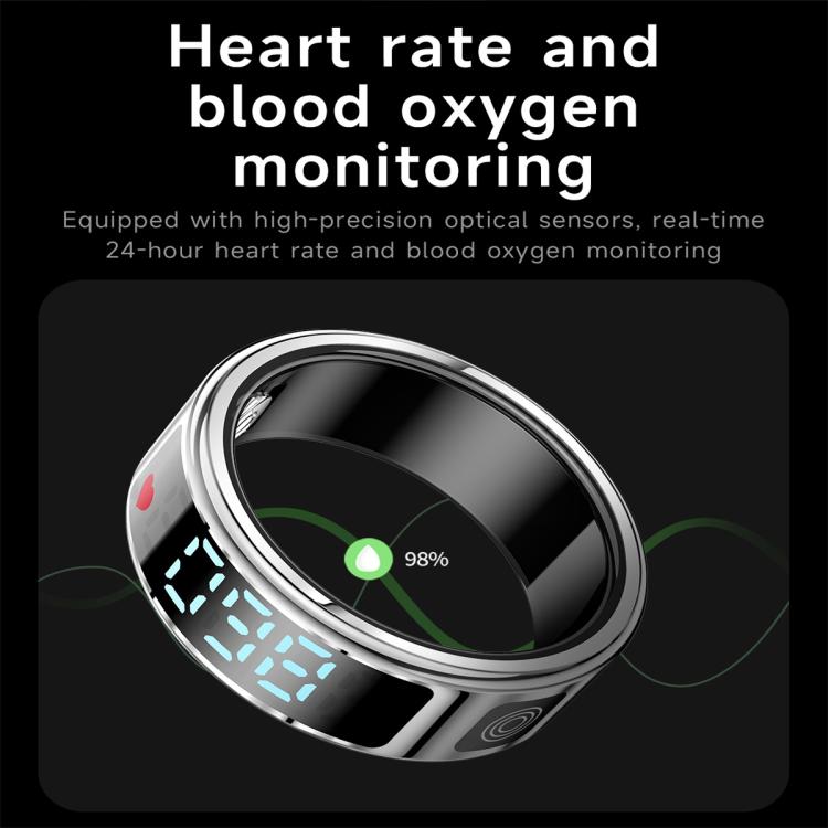 SR08 SIZE 8 Smart Ring, Support Hand Gestures Control / Health Monitoring / Multiple Sports Modes(Black) by bashfashion