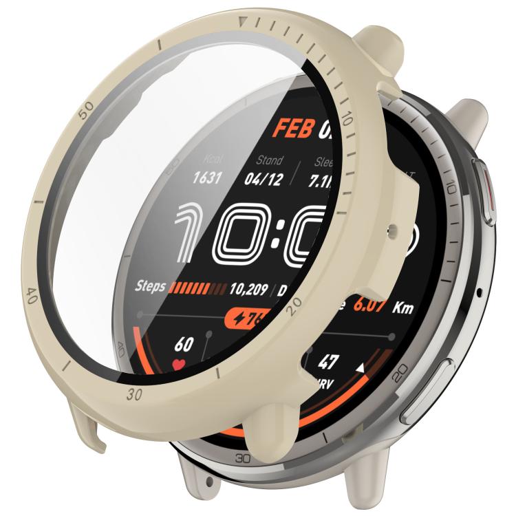 For Amazfit Active 2 A2437 Tempered Film Integrated PC Watch Protective Case(Ivory White) by bashfashion