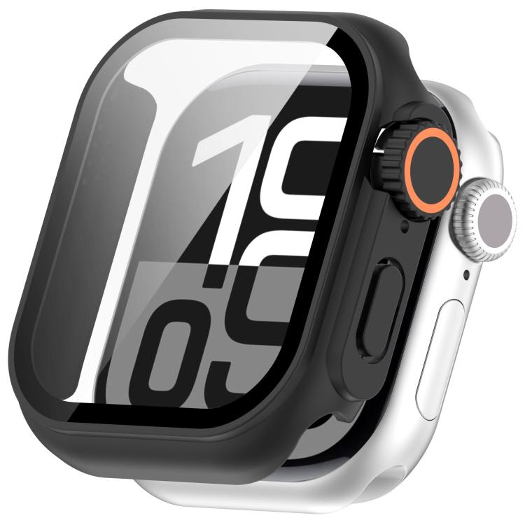 For Apple Watch Series 11 / 10 42mm Change to Ultra 49mm Tempered Film Integrated PC Button Watch Case(Black) by bashfashion