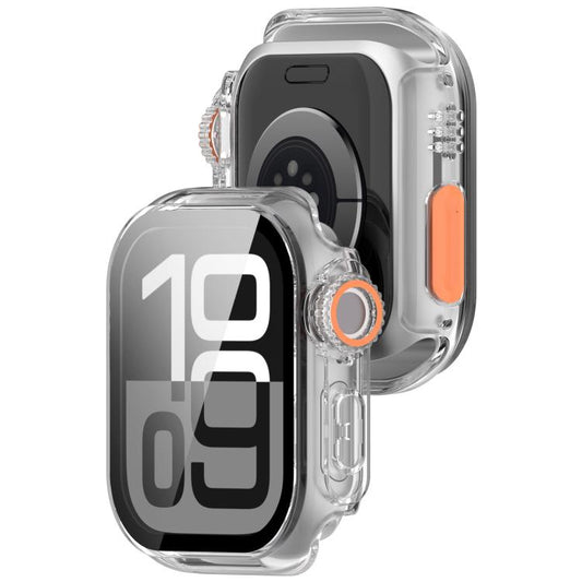 For Apple Watch Series 11 / 10 42mm Change to Ultra 49mm Tempered Film Integrated PC Button Watch Case(Transparent Color) by bashfashion