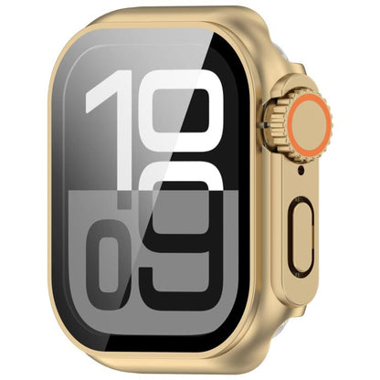 For Apple Watch Series 9 / 8 / 7 45mm Change to Ultra 49mm Tempered Film Integrated PC Button Watch Case(Champagne Gold) by bashfashion