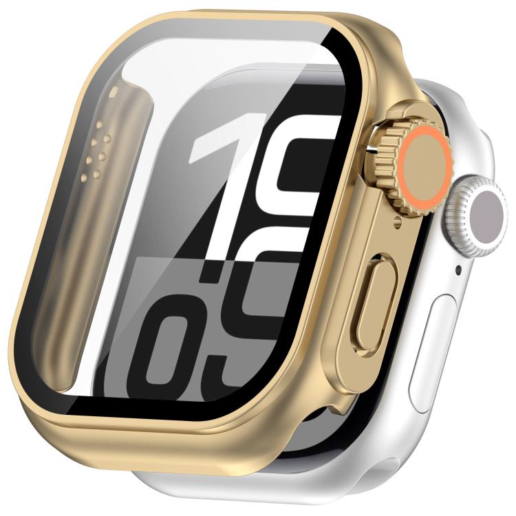 For Apple Watch Series 9 / 8 / 7 45mm Change to Ultra 49mm Tempered Film Integrated PC Button Watch Case(Champagne Gold) by bashfashion