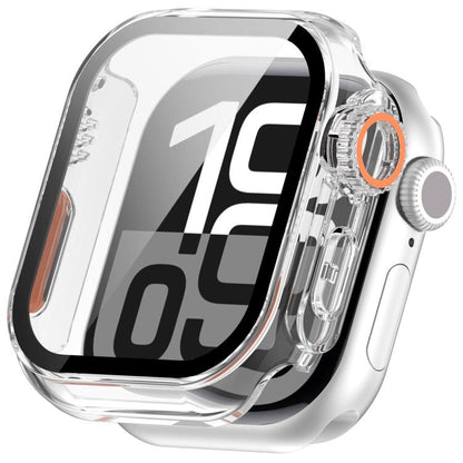 For Apple Watch Series 6 / 5 / 4 & SE 44mm Change to Ultra 49mm Tempered Film Integrated PC Button Watch Case(Transparent Color) by bashfashion