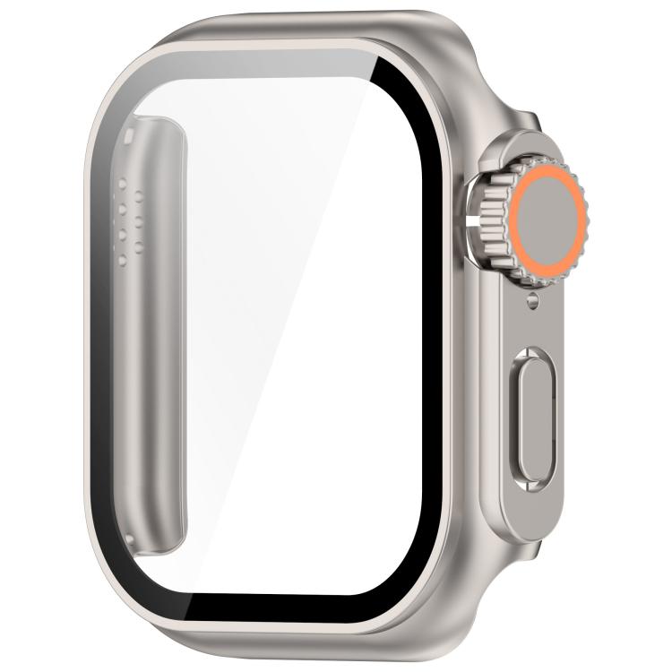 For Apple Watch Series 6 / 5 / 4 & SE 44mm Change to Ultra 49mm Tempered Film Integrated PC Button Watch Case(Starlight) by bashfashion
