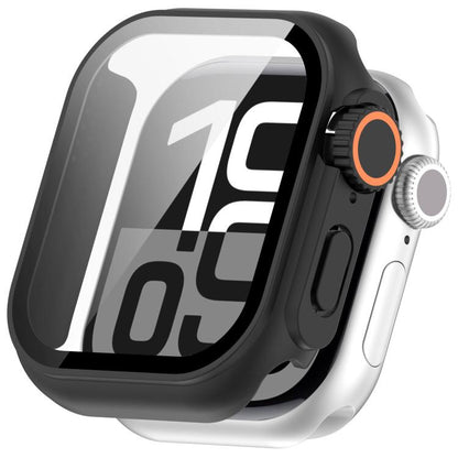 For Apple Watch Series 9 / 8 / 7 41mm Change to Ultra 49mm Tempered Film Integrated PC Button Watch Case(Black) by bashfashion