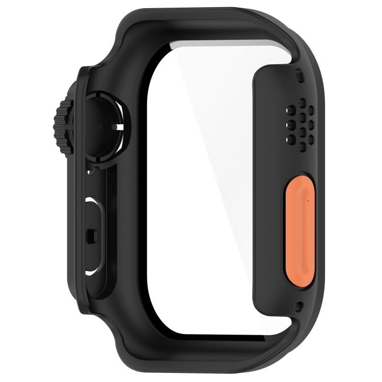 For Apple Watch Series 9 / 8 / 7 41mm Change to Ultra 49mm Tempered Film Integrated PC Button Watch Case(Black) by bashfashion