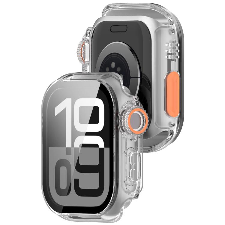 For Apple Watch Series 9 / 8 / 7 41mm Change to Ultra 49mm Tempered Film Integrated PC Button Watch Case(Transparent Color) by bashfashion