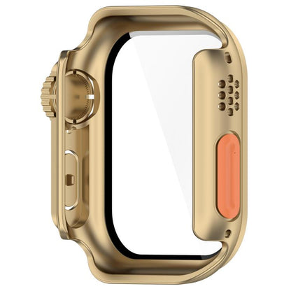 For Apple Watch Series 9 / 8 / 7 41mm Change to Ultra 49mm Tempered Film Integrated PC Button Watch Case(Champagne Gold) by bashfashion