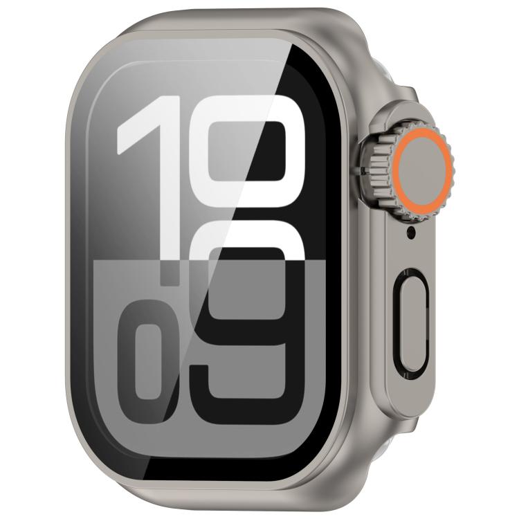 For Apple Watch Series 6 / 5 / 4 & SE 40mm Change to Ultra 49mm Tempered Film Integrated PC Button Watch Case(Titanium Steel Color) by bashfashion