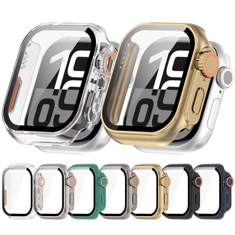 For Apple Watch Series 6 / 5 / 4 & SE 40mm Change to Ultra 49mm Tempered Film Integrated PC Button Watch Case(Champagne Gold) by bashfashion