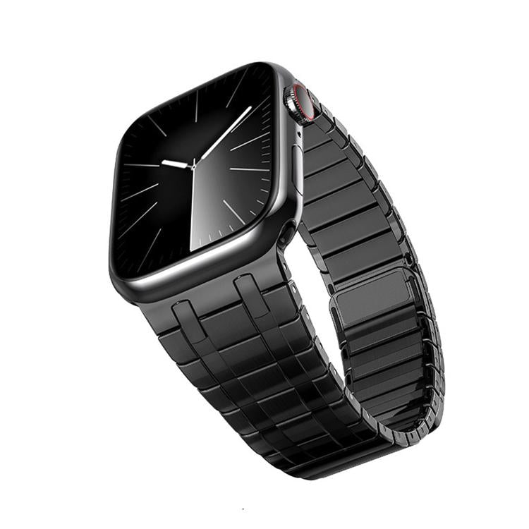 For Apple Watch 46mm / 49mm / 45mm / 44mm One Bead Magnetic Milan Stainless Steel Watch Band(Black) by bashfashion