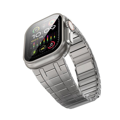For Apple Watch 46mm / 49mm / 45mm / 44mm One Bead Magnetic Milan Stainless Steel Watch Band(Titanium Color) by bashfashion