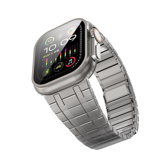 For Apple Watch 46mm / 49mm / 45mm / 44mm One Bead Magnetic Milan Stainless Steel Watch Band(Titanium Color) by bashfashion