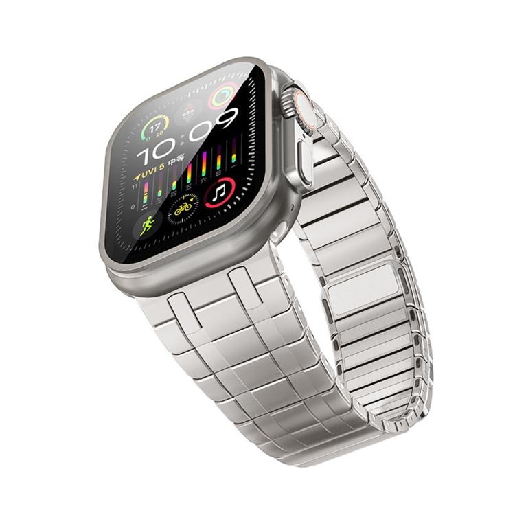 For Apple Watch 46mm / 49mm / 45mm / 44mm One Bead Magnetic Milan Stainless Steel Watch Band(Titanium Gold) by bashfashion