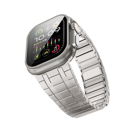 For Apple Watch 46mm / 49mm / 45mm / 44mm One Bead Magnetic Milan Stainless Steel Watch Band(Titanium Gold) by bashfashion