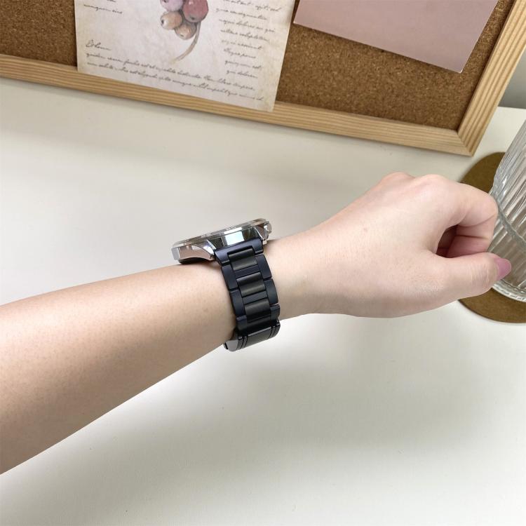 22mm Folding Magnetic Buckle Stainless Steel Rubber Watch Band(Black+Black) by bashfashion