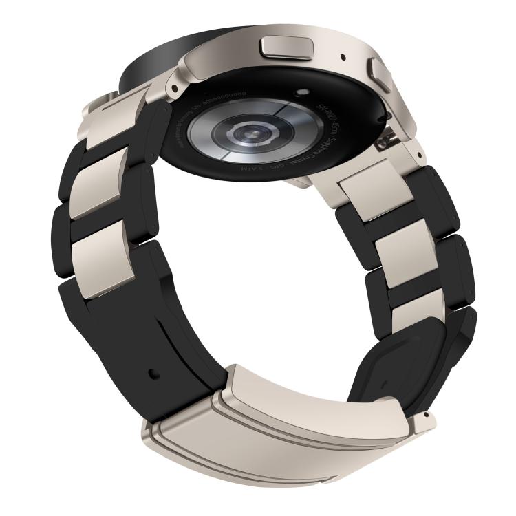 22mm Folding Magnetic Buckle Stainless Steel Rubber Watch Band(Black+Starlight) by bashfashion