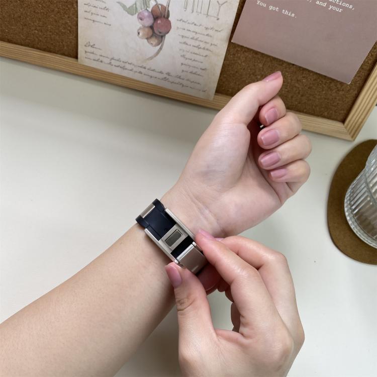 22mm Folding Magnetic Buckle Stainless Steel Rubber Watch Band(Black+Starlight) by bashfashion