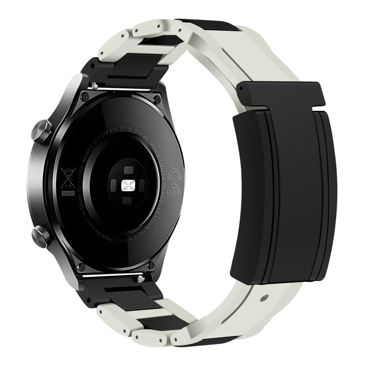 22mm Folding Magnetic Buckle Stainless Steel Rubber Watch Band(White+Black) by bashfashion