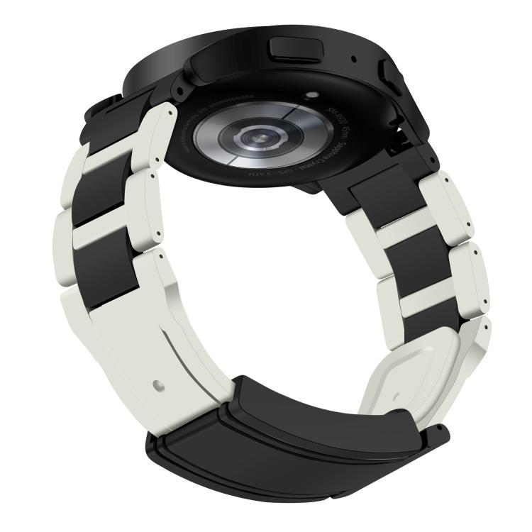 22mm Folding Magnetic Buckle Stainless Steel Rubber Watch Band(White+Black) by bashfashion