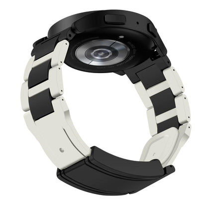 22mm Folding Magnetic Buckle Stainless Steel Rubber Watch Band(White+Black) by bashfashion