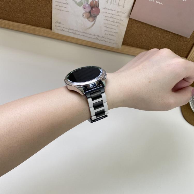 22mm Folding Magnetic Buckle Stainless Steel Rubber Watch Band(White+Black) by bashfashion