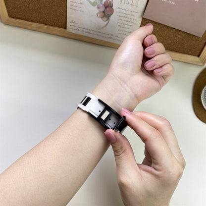 22mm Folding Magnetic Buckle Stainless Steel Rubber Watch Band(White+Black) by bashfashion