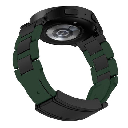 22mm Folding Magnetic Buckle Stainless Steel Rubber Watch Band(Green+Black) by bashfashion