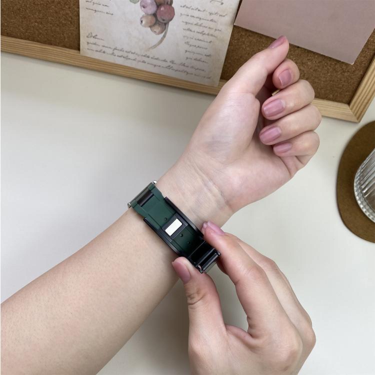 22mm Folding Magnetic Buckle Stainless Steel Rubber Watch Band(Green+Black) by bashfashion