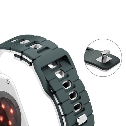 For Apple Watch 46mm / 49mm / 45mm / 44mm Two Tone Silicone Watch Band(Dark Night Green+White) by bashfashion