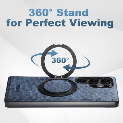 For Samsung Galaxy S23 Ultra 5G Suteni G3 Oil Wax 360 Rotation Holder MagSafe Back Phone Case(Blue) by Suteni