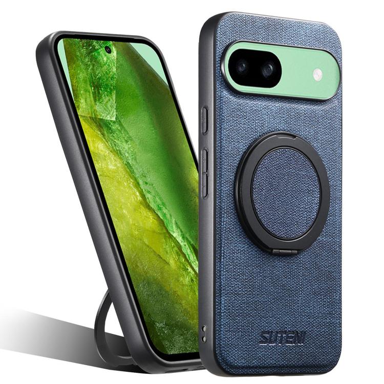 For Google Pixel 8a Suteni G3 360 Rotation Holder MagSafe Denim Leather Back Phone Case(Blue) by Suteni