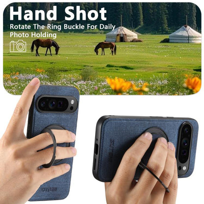 For Google Pixel 8 Pro Suteni G3 360 Rotation Holder MagSafe Denim Leather Back Phone Case(Blue) by Suteni