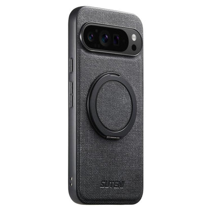For Google Pixel 10 Suteni G3 360 Rotation Holder MagSafe Denim Leather Back Phone Case(Black) by Suteni