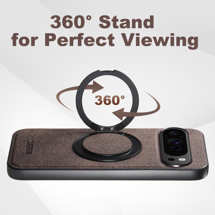 For Google Pixel 10 Suteni G3 360 Rotation Holder MagSafe Denim Leather Back Phone Case(Brown) by Suteni