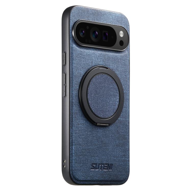 For Google Pixel 10 Pro XL Suteni G3 360 Rotation Holder MagSafe Denim Leather Back Phone Case(Blue) by Suteni