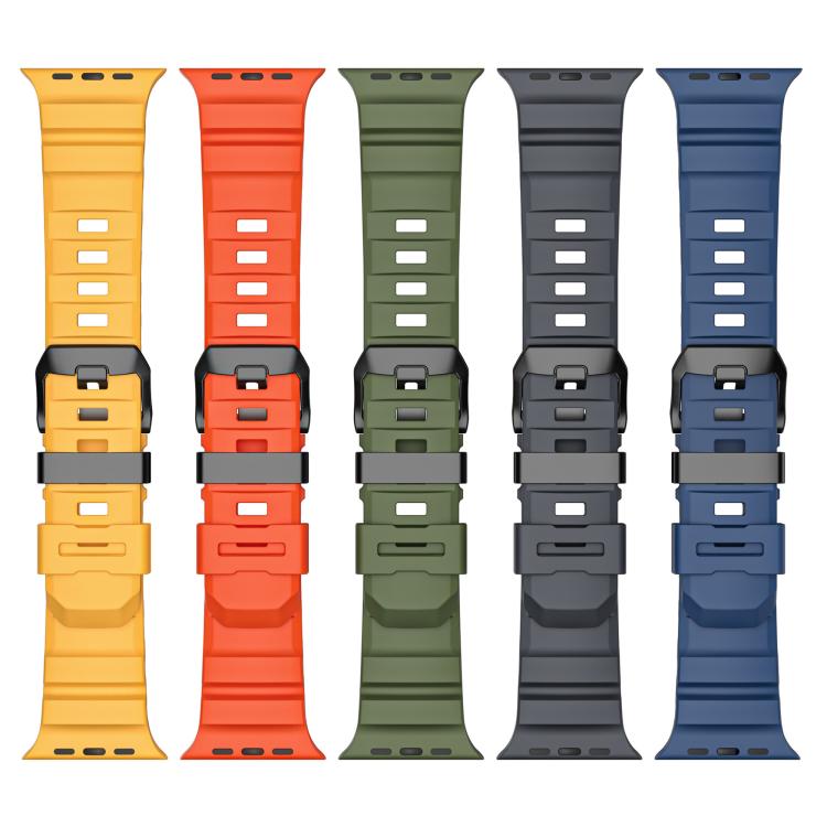 For Apple Watch 46mm / 49mm / 45mm / 44mm Black Buckle Field Path Fluororubber Watch Band(Orange) by bashfashion