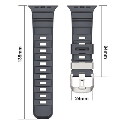 For Apple Watch 46mm / 49mm / 45mm / 44mm Black Buckle Field Path Fluororubber Watch Band(Blue) by bashfashion