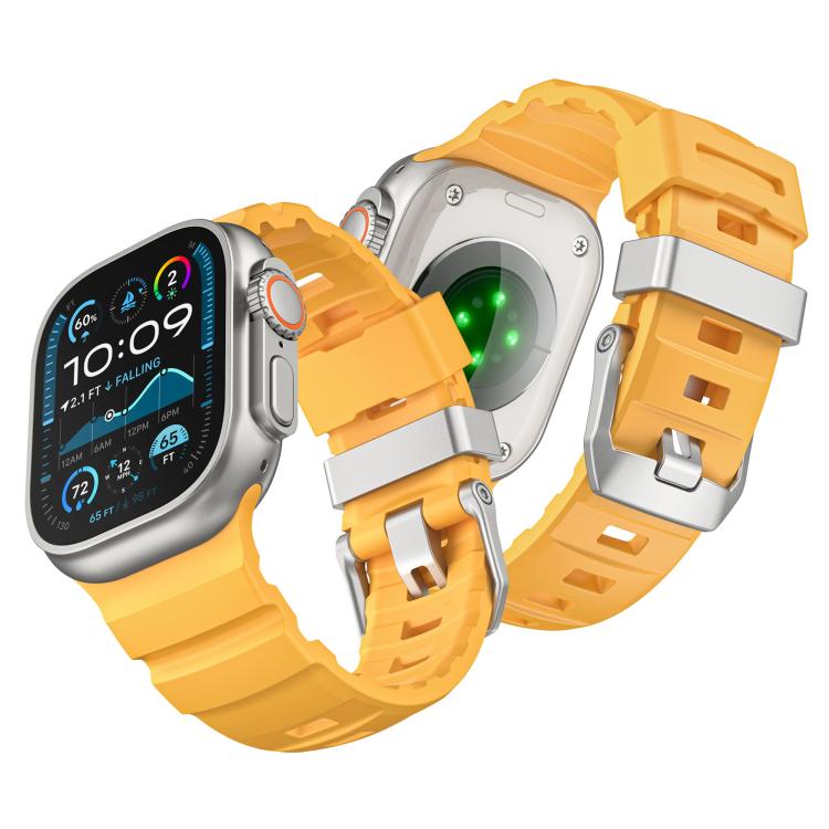 For Apple Watch 46mm / 49mm / 45mm / 44mm Titanium Buckle Field Path Fluororubber Watch Band(Yellow) by bashfashion